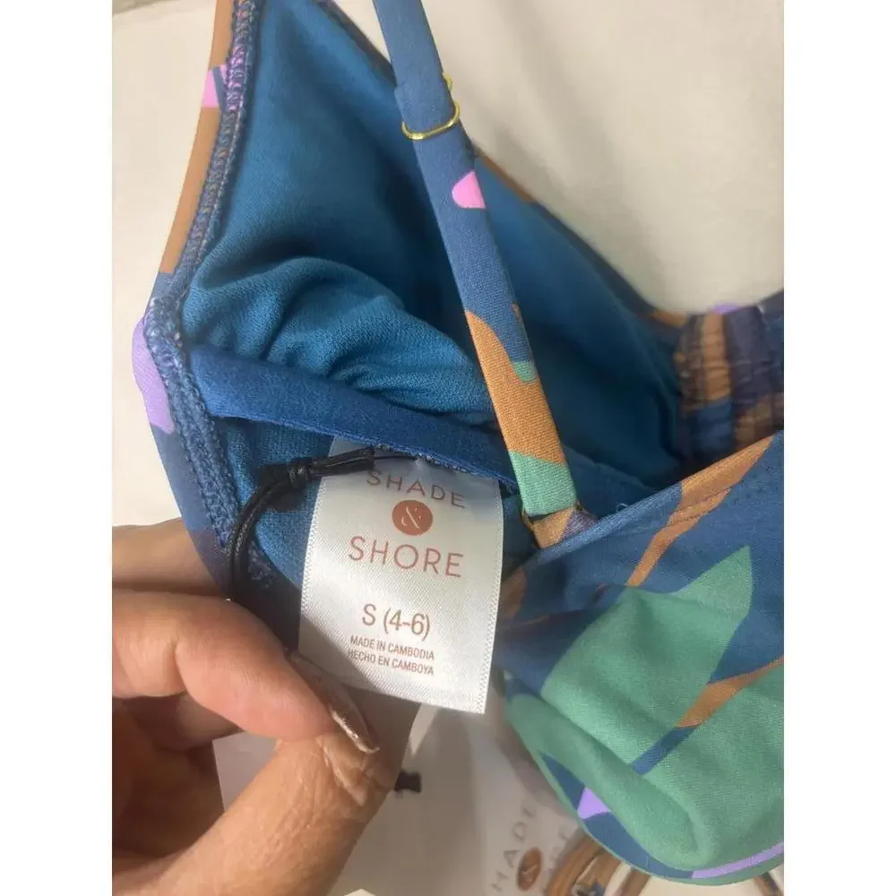 Shade & Shore Women's Colorful Crop Bikini Top Small